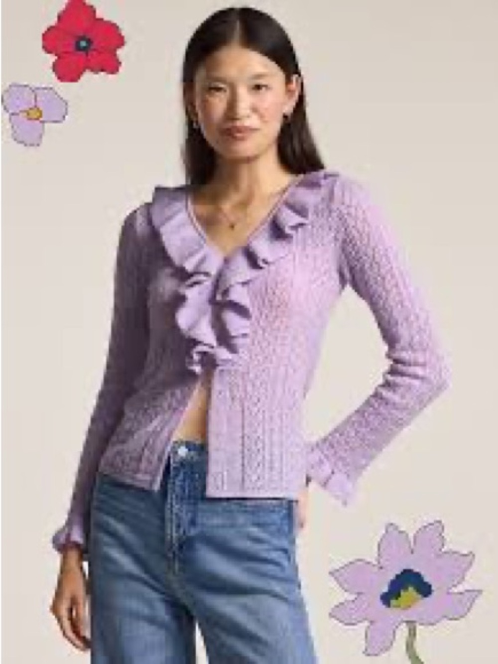 Old Navy x Anna Sui Ruffle Cardigan Sweater